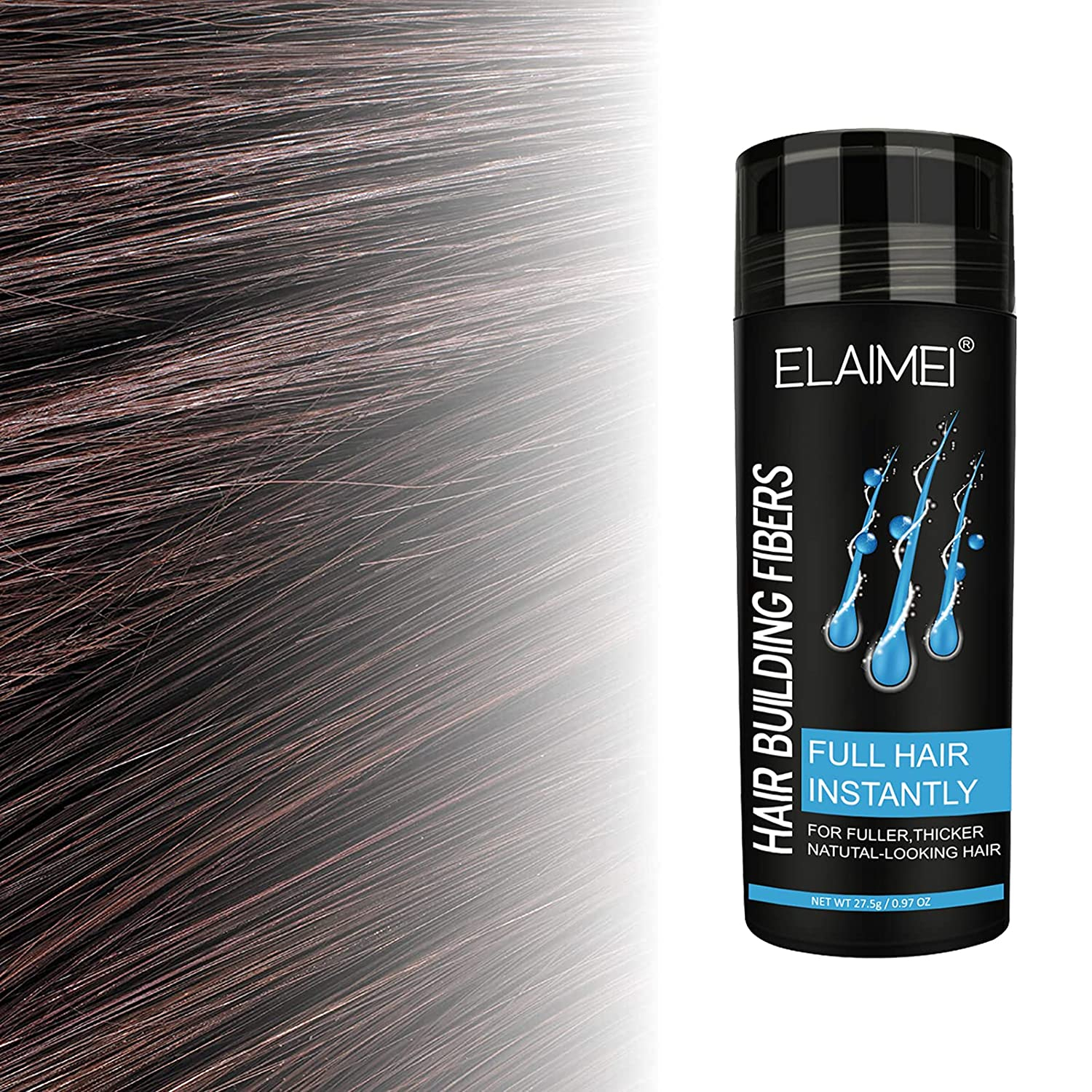 ELAIMEI Hair Loss Building Fibers 27.5g Alopecia Keratin Thicker