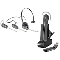 Plantronics SAVI W445-M Convertible UC PC Microsoft Lync Wireless Headset System with Hotswap Battery Bay, Black Silver