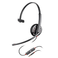 Plantronics Blackwire C215 Monaural Over-the-head 3.5mm Plug Headset with Noise Canceling Mic & Inline control Call Answer End Mute