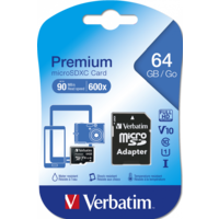 Verbatim Micro SD Phone Memory Card SDXC 64GB Class 10 UHS-I SD Adaptor 44084