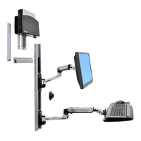 Ergotron 45-253-026 Wall Mount Track System Flat Panel Display LCD HD LED Screen Aluminum Up to 25"