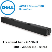 Dell AC511 2.5W Stereo Speaker Wired USB Soundbar For Dell Utrasharp Monitors, USB Powered