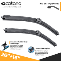 Acatana Front Windscreen Wiper Blades Fits U Hook Arm Pair 26" + 16" U Type Arm