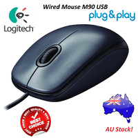 Logitech M90 Full Size Wired 1000dpi Optical USB Mouse, Value,  reliable and comfortable, Black