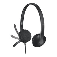 Logitech H340 Wired USB Stereo Headset Plug and Play with Adjustable Microphone, Black