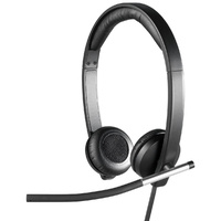 Logitech USB Headset Stereo H650e, Corded Double-Ear Stereo Headset with DSP, Noise-cancelling, Flexible microphone boom