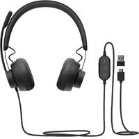 Logitech Zone Wired On-Ear MS Stereo Noise Cancelling Headset USB-C Headphones