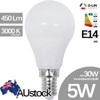 O-Lin 5W A45 LED Bulb, E14 Small Edison Screw, 400-450Lm, 3000K (Warm White), Equivalent 30W Incandescent Bulb, up ot 40.000H Usage
