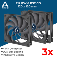 3x Computer Case Fan Silent Fan for PC Case Arctic Cooling F12 PWM PST CO 120mm