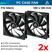 2x 120mm Case Fan Silent Fans Ultra Quiet Cooling Cooler 3-Pin for Computer Case