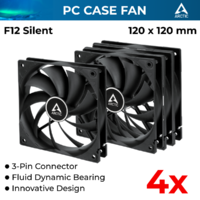 4x Case Fan Ultra Quiet 120mm for Computer Case 12V Cooling Cooler Black 3-PIN
