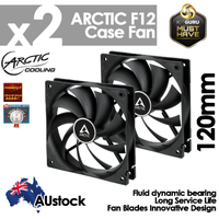2x Arctic Cooling F12 120mm Case Fan, 1350 RPM 53 CFM Innovative Blades Fluid Dynamic Bearing Quiet Black