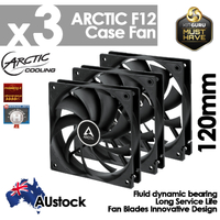 3x Arctic Cooling F12 Quiet Low Noise 120mm Desktop Case Fan High Efficiency Black Universal Silent