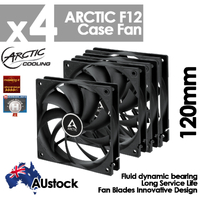 4x Arctic Cooling F12 120mm Case Fan, 1350 RPM, 53 CFM, Innovative Blade Design, Fluid Dynamic Bearing, Quiet 0.3 Sone, Black & White
