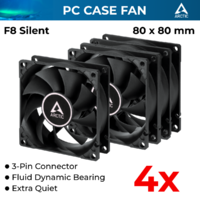 4x 80mm Computer Case Fan Silent Fans for Computer Case Cooling Cooler 3-PIN 12V