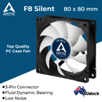 Arctic Cooling F8 Silent, Low Noise 80mm 3-pin Case Fan, 80 x 80 x 25mm, 1200 RPM, Fluid Dynamic Bearing, 0.08 Sone