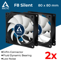 2x 80mm Case Fan Ultra Quiet Silent Fans for Computer Case 3-Pin Cooling Cooler