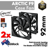 2x Arctic F9 92 mm Standard Computer Case Fan Quiet Silent PC Cooler Black ACFAN00212A , 3-pin 12v 1800 RPM