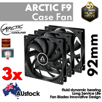 3x Arctic F9 92 mm Standard Computer Case Fan Quiet Silent PC Cooler Black ACFAN00212A , 3-pin 12v 1800 RPM