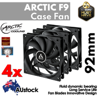 4x Arctic F9 92 mm Standard Computer Case Fan Quiet Silent PC Cooler Black ACFAN00212A , 3-pin 12v 1800 RPM