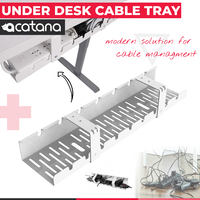 acatana ACA-502W | Under Desk Cable Management Tray Organizer Hide Tidy Cord Wire Line Holder Rack Basket PC Desk or Standing Desk