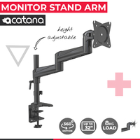 acatana ACA-AE12 | Single Monitor Stand Arm Desk Screen Mount Full-Motion Adjustable Black up to 32" 8kg