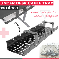 acatana Cable Management Tray Under Desk Hide Cord Organizer for Wire Holder for Desk ACA-CC11-4B Black