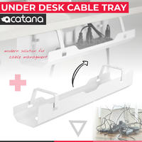 acatana Cable Management Tray Under Desk Hide Cord Organizer for Wire Holder for Desk White ACA-CC11-4W