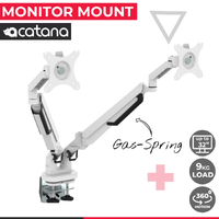 acatana White Dual Monitor Desk Mount 2 Arm Stand Computer Screen Holder Display Barcket up to 32'' 9kg VESA Gas Spring Adjustable ACA-DLB851D2-W