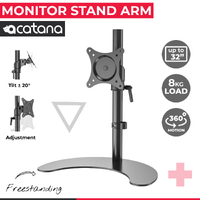 acatana Free Standing Single Monitor Mount Stand Arm Computer Desk Screen Bracket Holder Freestanding up to 8kg 32" fits VESA LCD LED HD TV Displays, 