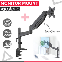 acatana Heavy Duty Computer Monitor Mount Stand Arm Single Stand Desk Screen Bracket Display Holder 34" 15kg Gas Spring ACA-GA12XD