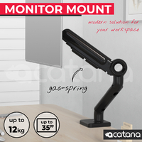 acatana Heavy Duty Single Monitor Mount Arm Desk Stand Gas Spring Adjustable up to 12kg 35" Inches Computer VESA Screen LCD LED HD Displays ACA-GE61