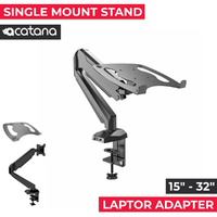 Acatana Single Computer Monitor Stand Arm Mount Desk with Laptop Tray Holder Adapter Bracket 8kg USB Audio Mic ports Gas-Spring