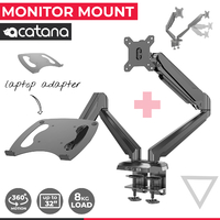 acatana ACA-GM224U-D15 | Dual Monitor Stand Desk Mount 2 Arm with Laptop Holder Tray Adapter Computer Screen Bracket up to 32" 8kg per arm