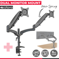 acatana Dual Computer Monitor Stand 2 Arm Desk Mount LCD LED HD TV Screen Holder Bracket up to 32" 16kg Adjustable Gas Spring ACA-GM124D