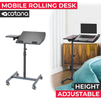 Acatana ACA-LH06 | Height Adjustable Mobile Laptop Stand Desk Rolling Cart Table Bedside | Wheels