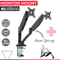 acatana Dual Monitor Desk Mount 2 Arm Stand Computer Screen Holder Display Bracket up to 27" 9kg VESA Gas Spring Adjustable