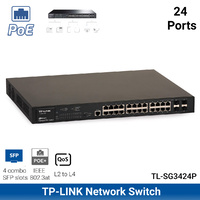 TP-LINK Network Switch 24 Port Gigabit Network PoE PoE+ SFP Managed TL-SG3424P