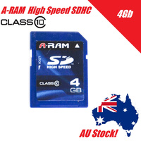 A-RAM SDHC 4GB SecureDigital SD Card, Class 10, Full HD video compatible, Up to 20MB/s (80X)/18MB/s (30X) read/write speed, Retail Pack