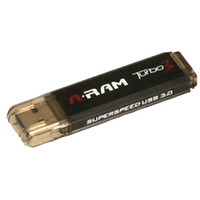 A-RAM TURBO 3 64GB - Ultra High Speed USB3.0 Flash Drive, Up to 80/50MB/s r/w, USB 3.0/2.0 (Black)