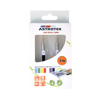 Astrotek Stereo 3.5mm Flat AUX Cable - Male to Male - Gold plating - Metal plug - 1.0m (Black)