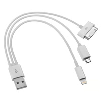Astrotek 3 in 1 USB Charger Cable Adapter For iPhone 3 4 5 iPad Samsung S2 S3 S4 HTC white