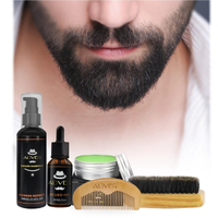 Aliver 5Pcs/Set Beard Grooming Trimming Kit For Men Boar Bristle Mustache Growth Care Comb Brush Oil Balm Shampoo Facial