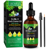 Aliver 3-in-1 Pure Black Castor with Amla & Black Seed Oil Natural Hair Growth Serum Anti Hair Loss Scalp Regrowth Body Skin, 60ml