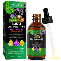 Aliver 3-in-1 Black Castor Oil with Lavender & Argan Oil Hair Growth Serum Anti Hair Loss Damaged Repair Regrowth Pure Natural Body Nail