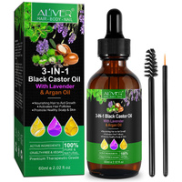 Aliver 3in1 Pure Black Castor Oil with Lavender & Argan Oil Hair Growth Serum Anti Hair Loss Regrowth Natural Moisturizing, 60ml