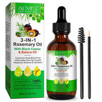 Aliver 3-in-1 Rosemary Oil with Black Castor & Batana Oil 100% Pure & Natural Nourishing Hair to Aid Growth for Hair Body Nails Skin