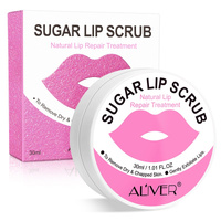 Aliver Natural Sugar Lip Scrub Exfoliator Chapped Dry Lips Exfoliating Smooth Soft Gentle Moisturizing, 30ml