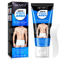Aliver Body Hair Removal Cream For Men Intimate Depilatory Easy & Painless Hair Growth Inhibitor Private Areas Legs Pubic Armpit, 60g