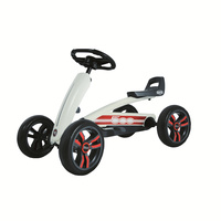 Berg Buzzy Fiat 500 Racing Pedal Four-Wheel Go-Kart, Ride-On Car Toy for 2 years+ Kids, Adjustable Steering Columns and Seat, EVA Wheels, White/Black